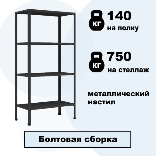 Стеллаж ТИТАН МС 750 графитовый (750 кг. на секцию)