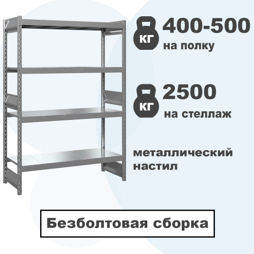 Стеллаж СГУ с металлическим настилом (2500 кг. на секцию) образца до середины 2025 года Стеллаж СГУ с металлическим настилом (2500 кг. на секцию) образца до середины 2025 года